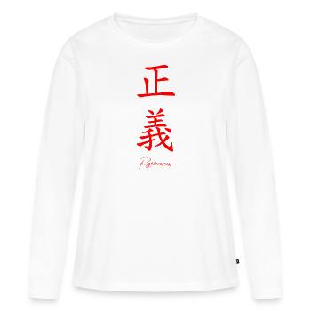 Langue japonaise - T-shirt manches longues Premium bio Femme - blanc - Devant - Julia (174cm)
