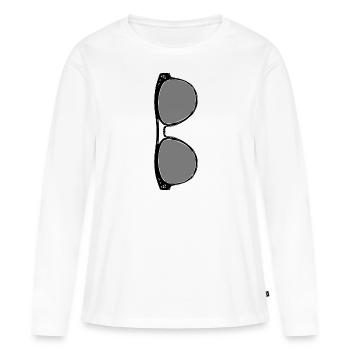 La fraîcheur grâce aux lunettes de soleil - T-shirt manches longues Premium bio Femme - blanc - Devant - Julia (174cm)