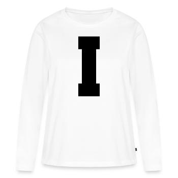 I - majuscule simple, gras et serif - T-shirt manches longues Premium bio Femme - blanc - Devant - Julia (174cm)