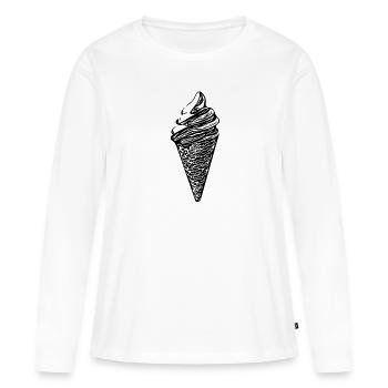 Cooles Softeis in Waffel - Frauen Premium Bio Langarmshirt - Weiß - Vorne - Julia (174cm)