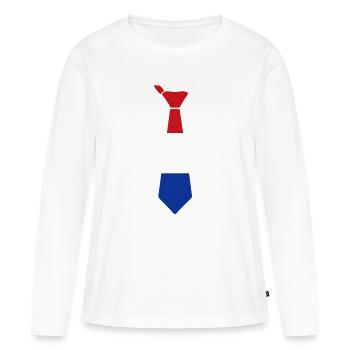 Cravate tricolore en rouge, blanc, bleu - T-shirt manches longues Premium bio Femme - blanc - Devant - Julia (174cm)