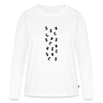 EURO DOLLAR POUND YEN - Women's Premium Organic Long Sleeve Shirt - white - Front - Julia (174cm)