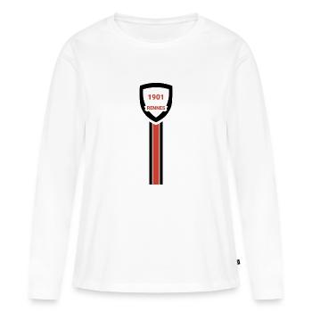 Der Fußballverein Rennes - Frauen Premium Bio Langarmshirt - Weiß - Vorne - Julia (174cm)