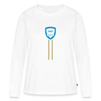 Marseille Fußballverein - Frauen Premium Bio Langarmshirt - Weiß - Vorne - Julia (174cm)