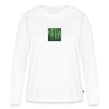 Forêt verte mystique - T-shirt manches longues Premium bio Femme - blanc - Devant - Julia (174cm)