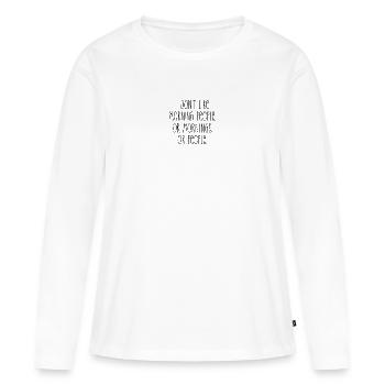 Je n’aime pas les gens du matin - T-shirt manches longues Premium bio Femme - blanc - Devant - Julia (174cm)