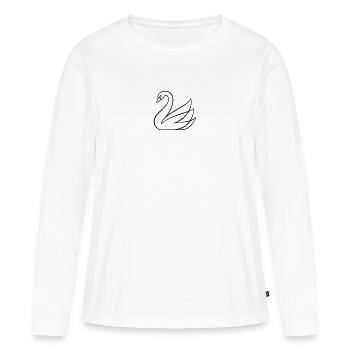 Minimal Swan Design Elegant Aesthetic Line Art - Women's Premium Organic Long Sleeve Shirt - white - Front - Julia (174cm)