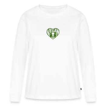 Vache végane au design de cœur - T-shirt manches longues Premium bio Femme - blanc - Devant - Julia (174cm)