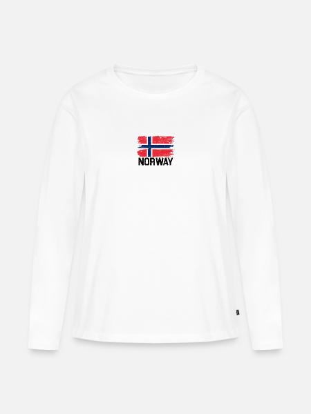 Nordische Grunge-Norwegen-Flagge - Frauen Premium Bio Langarmshirt - Weiß