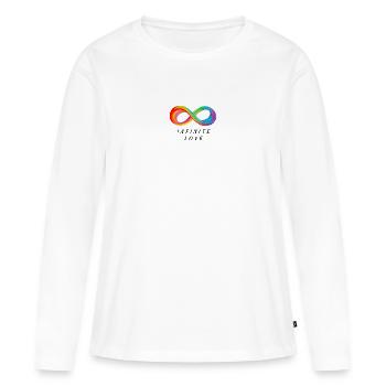 Amour infini - Signe d’infini coloré - T-shirt manches longues Premium bio Femme - blanc - Devant - Julia (174cm)
