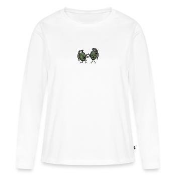 Grenade à main Demande en mariage Couples Anneau de l’armée fiancés - T-shirt manches longues Premium bio Femme - blanc - Devant - Julia (174cm)