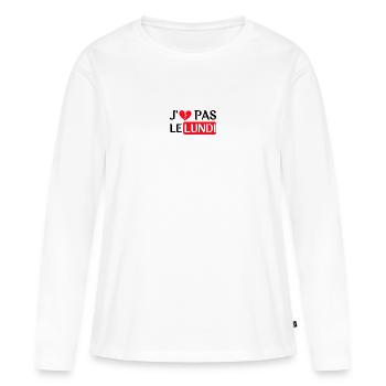 Je n'aime pas le lundi - Version noire - T-shirt manches longues Premium bio Femme - blanc - Devant - Julia (174cm)