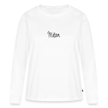 Milan - Women's Premium Organic Long Sleeve Shirt - white - Front - Julia (174cm)