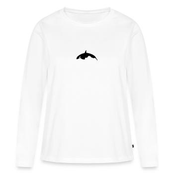 Orca Wal springender Orca Wal von der Seite - Frauen Premium Bio Langarmshirt - Weiß - Vorne - Julia (174cm)
