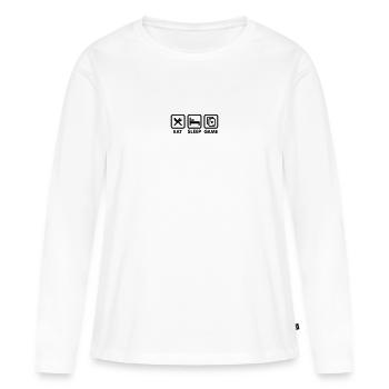 Mangez - sommeil - Jeu \ jeu de poker - T-shirt manches longues Premium bio Femme - blanc - Devant - Julia (174cm)
