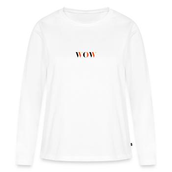 WOW tri-colour - Women's Premium Organic Long Sleeve Shirt - white - Front - Julia (174cm)