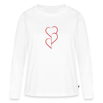 Don d’organes - Coeurs - T-shirt manches longues Premium bio Femme - blanc - Devant - Julia (174cm)
