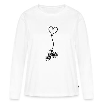 Fahrrad mit Herz am Seil - Frauen Premium Bio Langarmshirt - Weiß - Vorne - Julia (174cm)