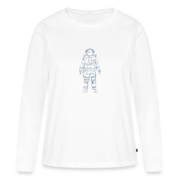 Astronaute avec visage clin d’œil - Dessin - T-shirt manches longues Premium bio Femme - blanc - Devant - Julia (174cm)