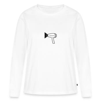 Seche cheveux - T-shirt manches longues Premium bio Femme - blanc - Devant - Julia (174cm)