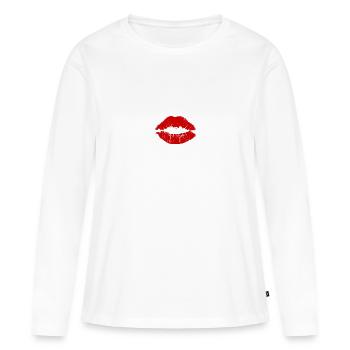 Kiss - T-shirt manches longues Premium bio Femme - blanc - Devant - Julia (174cm)