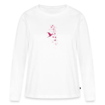 étoiles, blanc, illustration, étoile, colibri, oiseau - T-shirt manches longues Premium bio Femme - blanc - Devant - Julia (174cm)