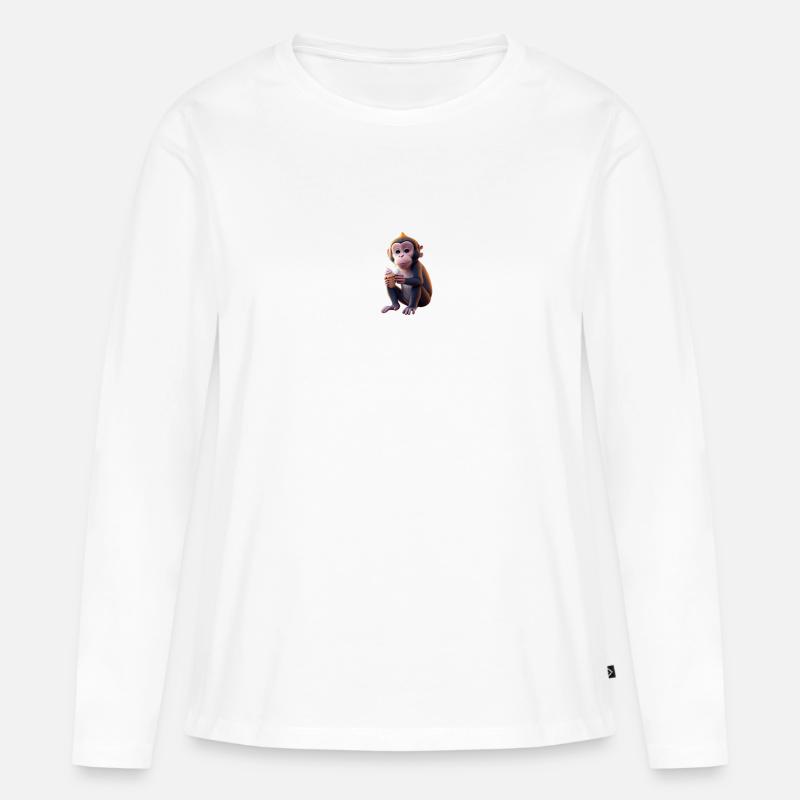 Galaktischer Eisaffe - Frauen Premium Bio Langarmshirt - Weiß