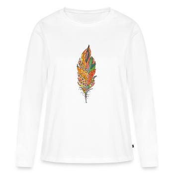 Plume - T-shirt manches longues Premium bio Femme - blanc - Devant - Julia (174cm)