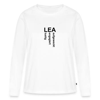 Lea - Ein ganz spezielles Design nur für Lea - Frauen Premium Bio Langarmshirt - Weiß - Vorne - Julia (174cm)