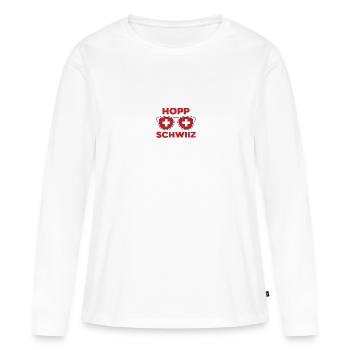 Suisse Hopp Schwiiz Flag Fanshirt Cadeau - T-shirt manches longues Premium bio Femme - blanc - Devant - Julia (174cm)