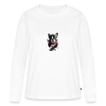 Bulldog Skater - T-shirt manches longues Premium bio Femme - blanc - Devant - Julia (174cm)