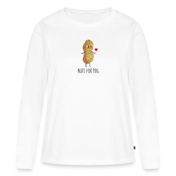 Nüsse mit Liebe - Frauen Premium Bio Langarmshirt - Weiß - Vorne - Julia (174cm)