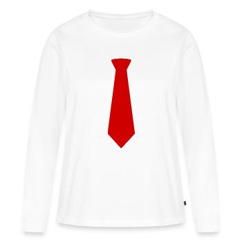 Rote Krawatte - Frauen Premium Bio Langarmshirt - Weiß - Vorne - Julia (174cm)
