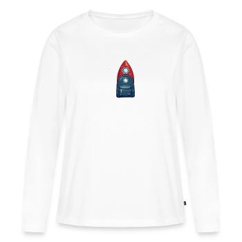 Raketen-Rucksack Retro-Illustration - Frauen Premium Bio Langarmshirt - Weiß - Vorne - Julia (174cm)