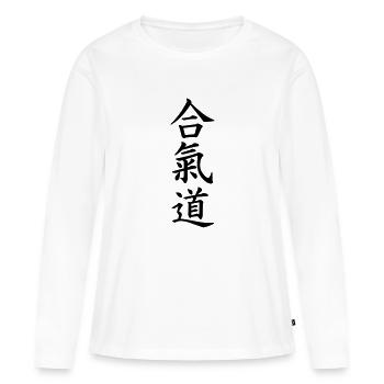 Aikido - T-shirt manches longues Premium bio Femme - blanc - Devant - Julia (174cm)