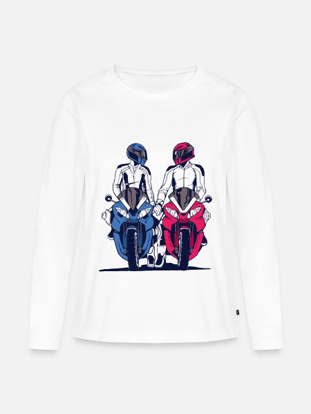 Motorradpaar Liebe Biker Paar - Frauen Premium Bio Langarmshirt - Weiß