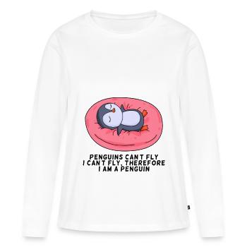 manchot - T-shirt manches longues Premium bio Femme - blanc - Devant - Julia (174cm)
