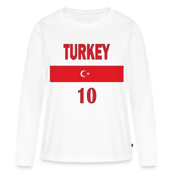 Equipe de foot de Turquie numéro dix cadeau sport - T-shirt manches longues Premium bio Femme - blanc - Devant - Julia (174cm)