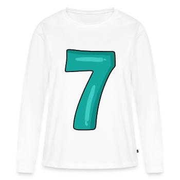 Nummer 7 - Frauen Premium Bio Langarmshirt - Weiß - Vorne - Julia (174cm)