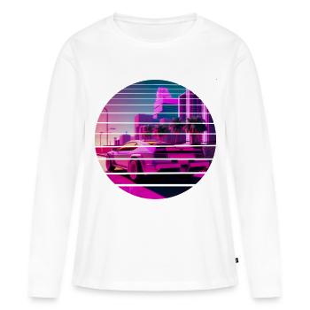 Retro Wave Sport 80s Vaporwave Sunset - T-shirt manches longues Premium bio Femme - blanc - Devant - Julia (174cm)
