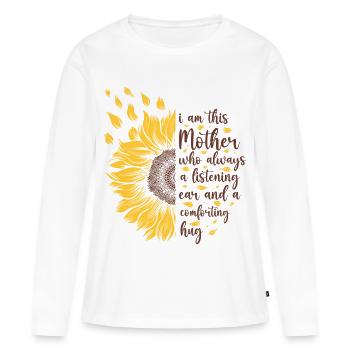 Je suis cette mère Cadeau de tournesol motivant - T-shirt manches longues Premium bio Femme - blanc - Devant - Julia (174cm)