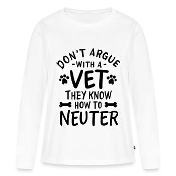 Blague drôle de vétérinaire - T-shirt manches longues Premium bio Femme - blanc - Devant - Julia (174cm)