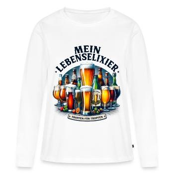 Bier Mein Lebenselixier Liebhaber Party Trinker - Frauen Premium Bio Langarmshirt - Weiß - Vorne - Julia (174cm)