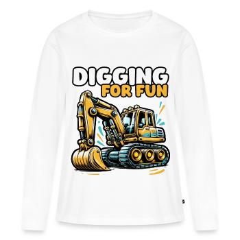 Creuser pour le plaisir – creuser des pelles pour le plaisir - T-shirt manches longues Premium bio Femme - blanc - Devant - Julia (174cm)