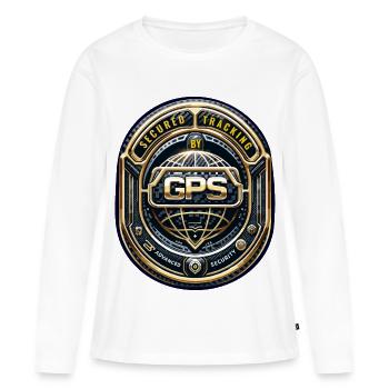Autocollants d’avertissement de suivi GPS - T-shirt manches longues Premium bio Femme - blanc - Devant - Julia (174cm)