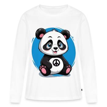 Panda mignon et pacifique - T-shirt manches longues Premium bio Femme - blanc - Devant - Julia (174cm)