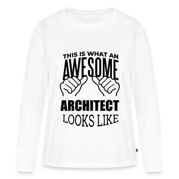 Architecte Architecte Architecte - T-shirt manches longues Premium bio Femme - blanc - Devant - Julia (174cm)