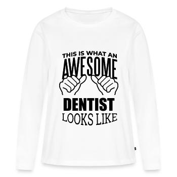 Dentiste Dentiste Dentiste - T-shirt manches longues Premium bio Femme - blanc - Devant - Julia (174cm)