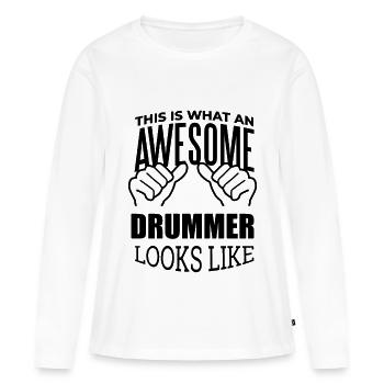 Batteur Batteur Batteur - T-shirt manches longues Premium bio Femme - blanc - Devant - Julia (174cm)