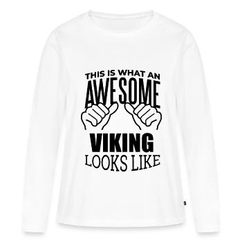 Wikinger, Wikinger, Wikinger, Wikinger - Frauen Premium Bio Langarmshirt - Weiß - Vorne - Julia (174cm)